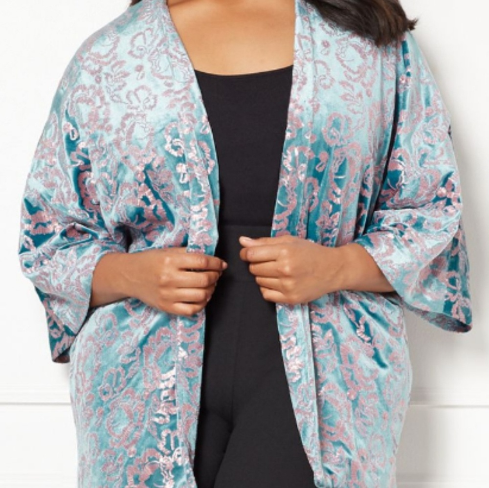 Velvet Sequin Kimono Top Blazer Jacket NWT